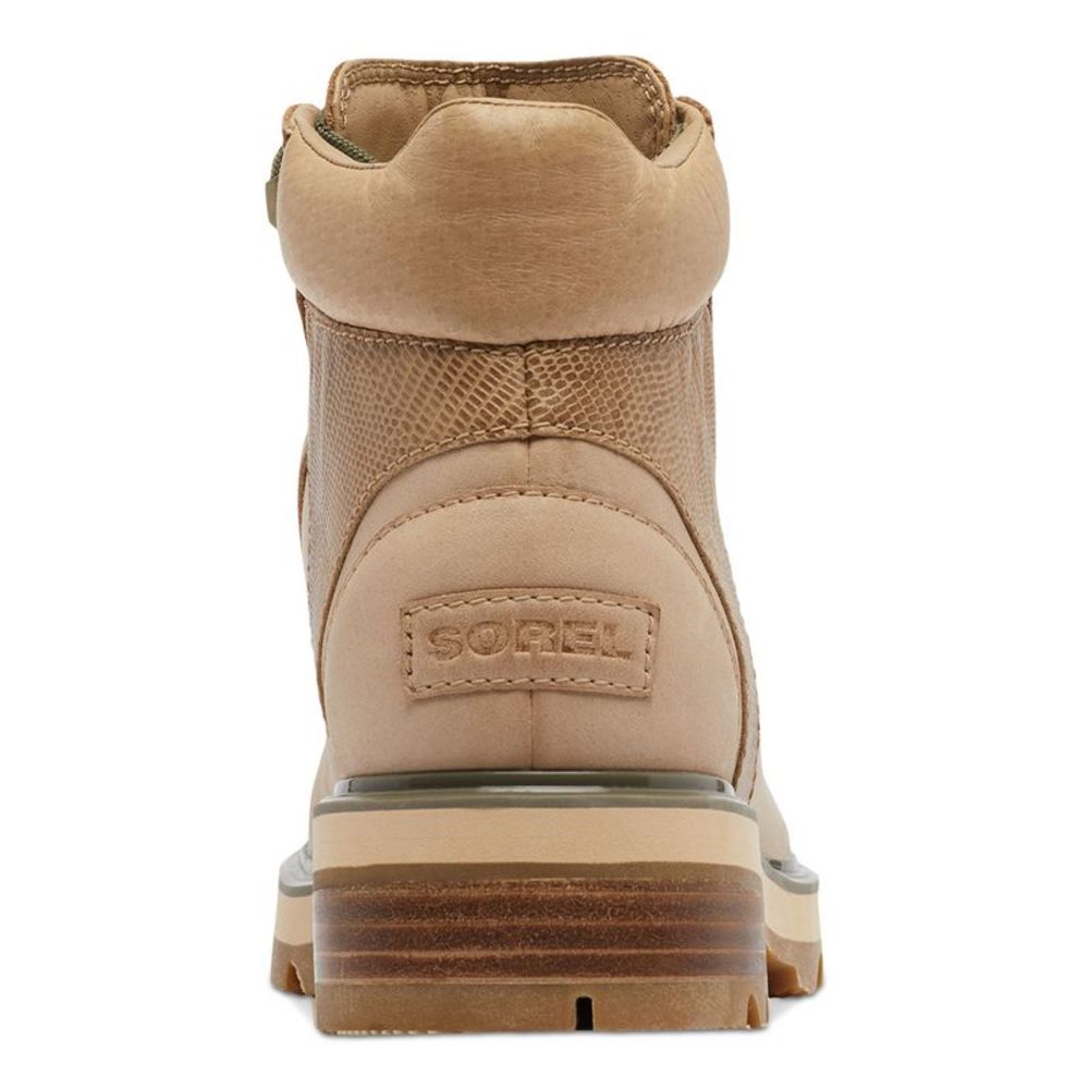 NWT SOREL Womens Beige 1" Platform Lennox Toe Block Heel Leather Hiking Boots 5 - Picture 2 of 5